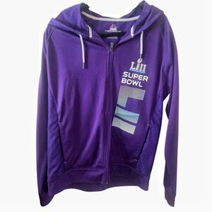 Women's Majestic Thermabase Superbowl Eagles XII Purple Full Zip Nylon Jacket Si